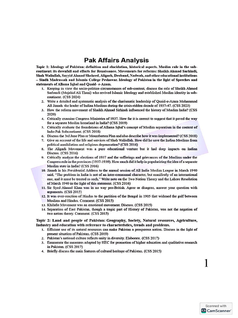 Pak Affairs PP Analysis | PDF