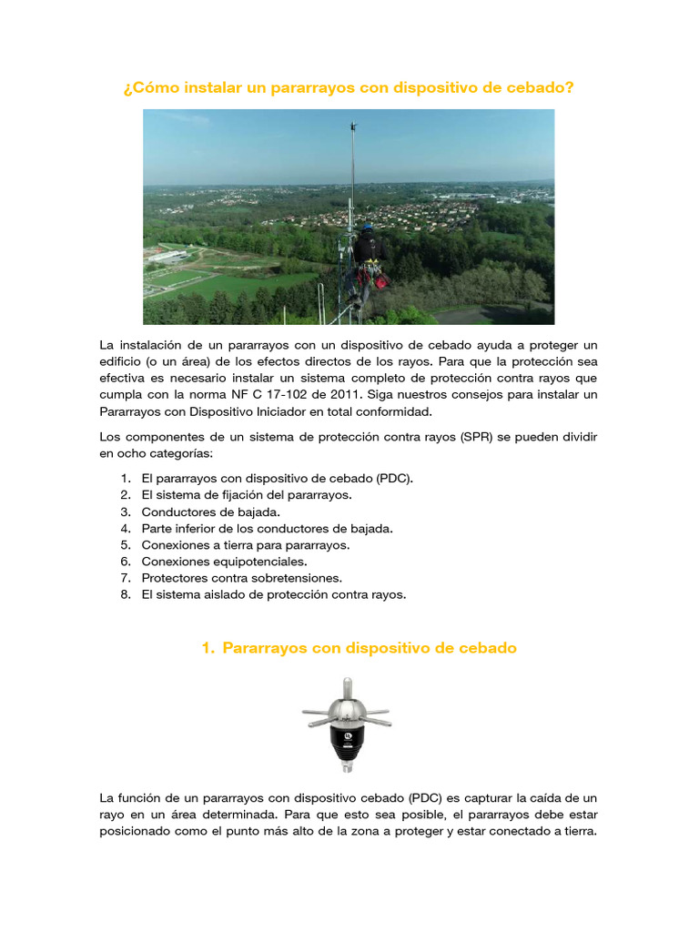Como Instalar Pararrayos Con Dispositivo de Cebado | PDF | Relámpago ...