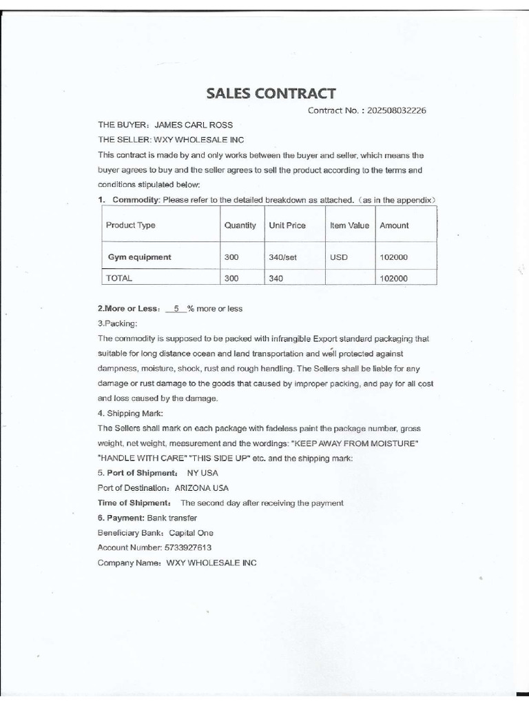 Sales Contract 803 | PDF