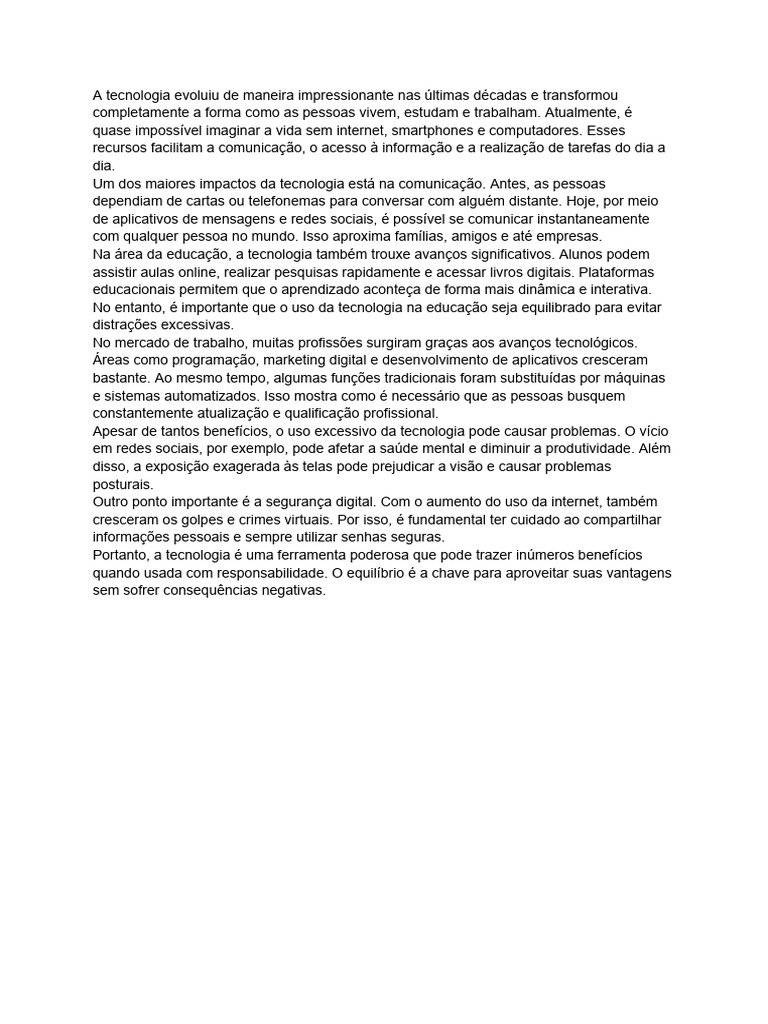 A Influência Da Tecnologia Na Sociedade Moderna | PDF