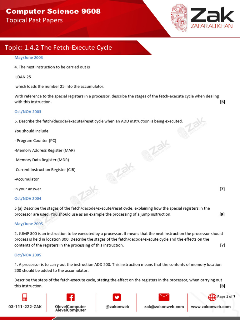 1.4.2 The Fetch-Execute Cycle | PDF | Central Processing Unit ...
