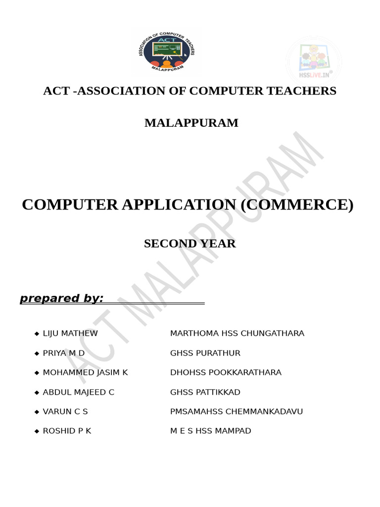Hsslive Xii Comp App Notes Malayalam by Act | PDF