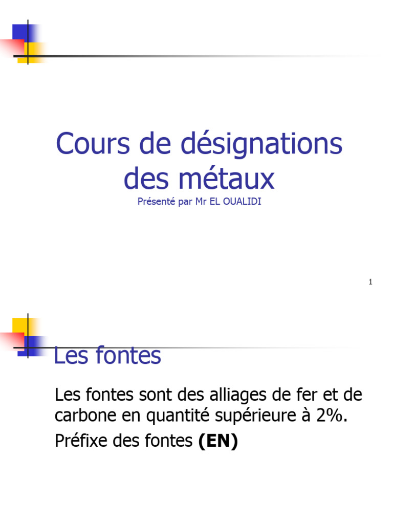 Designations Des Metaux | PDF | Acier | Fonte (métallurgie)