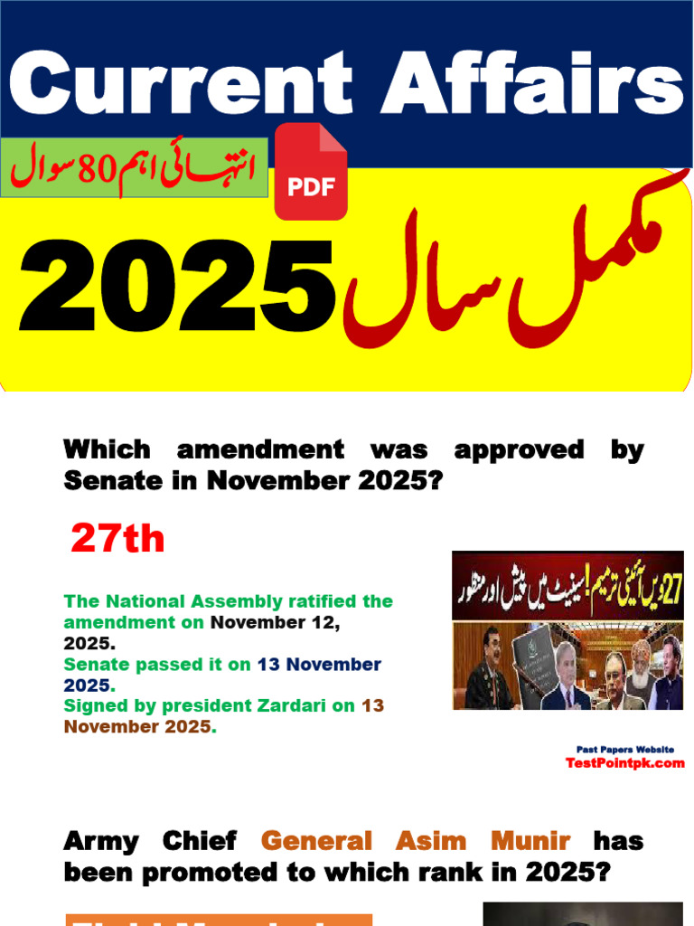 Complete Year 2025 Pakistan Current Affairs Jan To Dec 2025 by ...