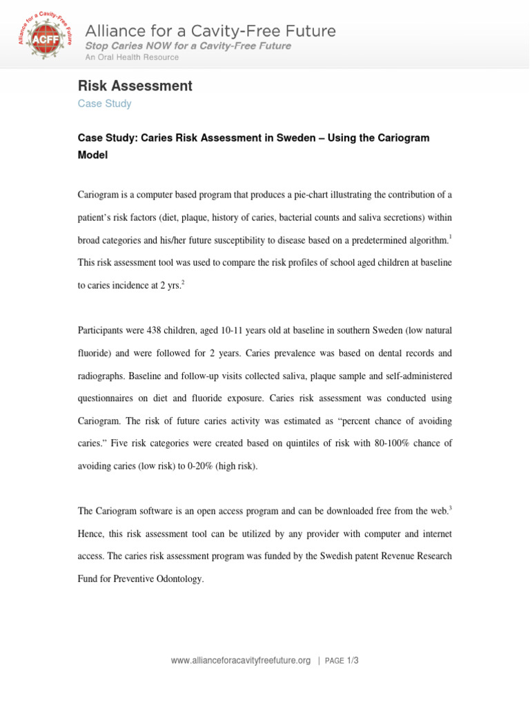 Caries Risk Assessment in Sweden Using The Cariogram Model | PDF ...