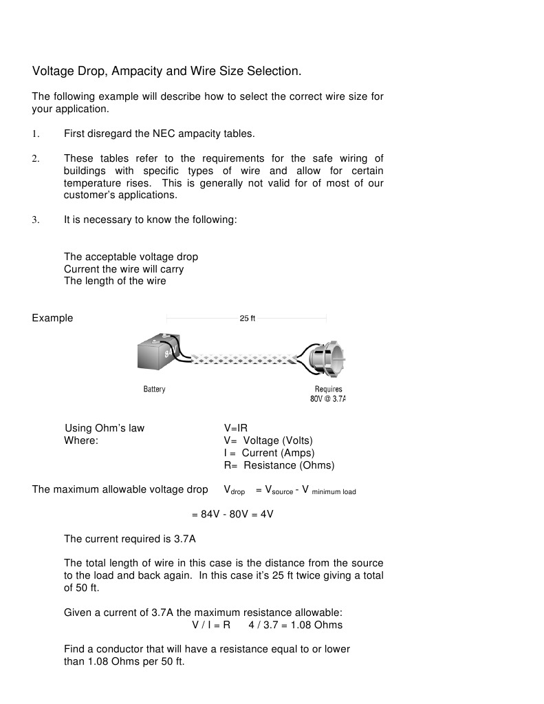 Voltage Drop Calculations | PDF