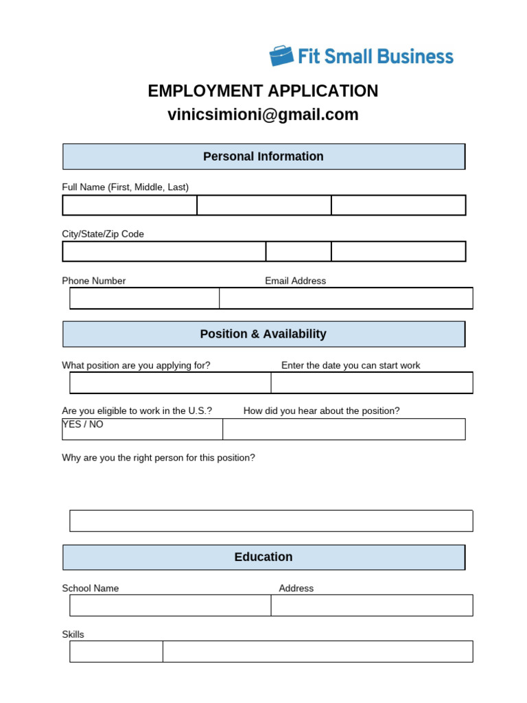 Employment Application Template | PDF | Employment | Justice
