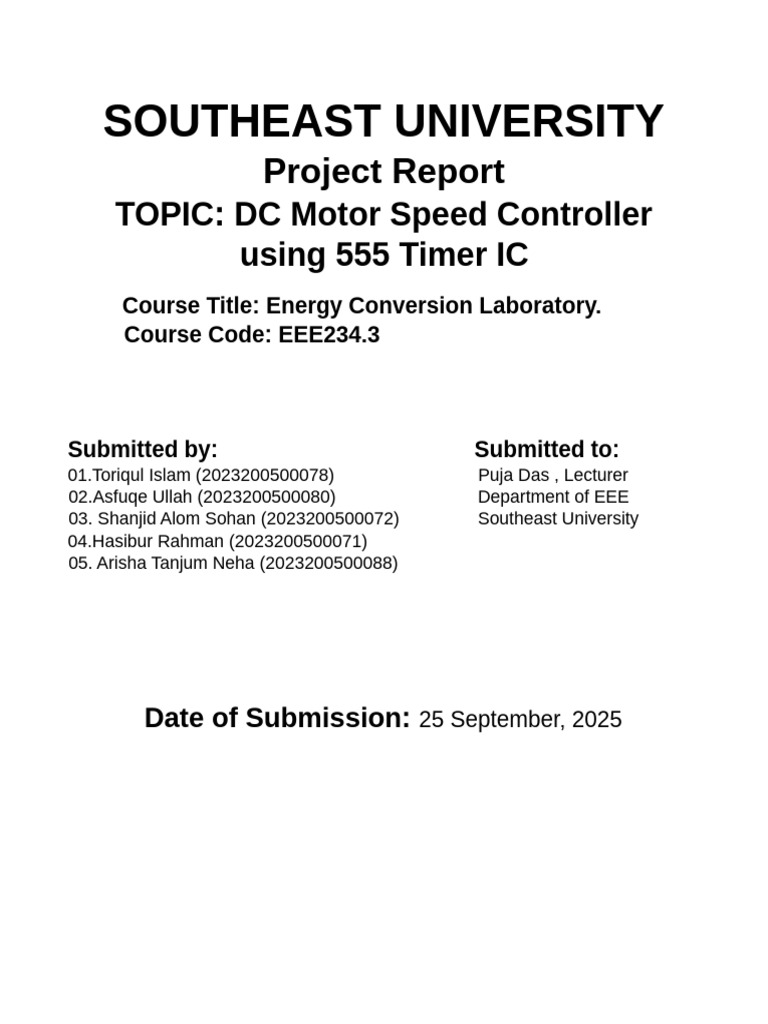 PWM DC Motor Speed Controller Report | PDF | Electrical Engineering ...