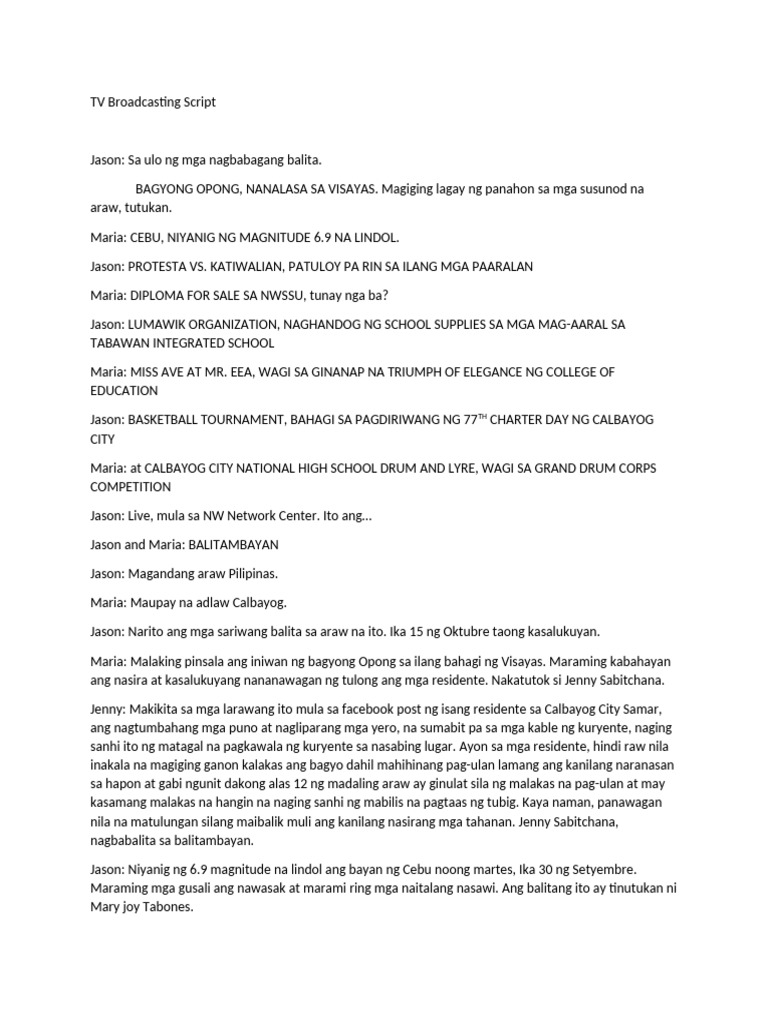 TV Broadcasting Script | PDF
