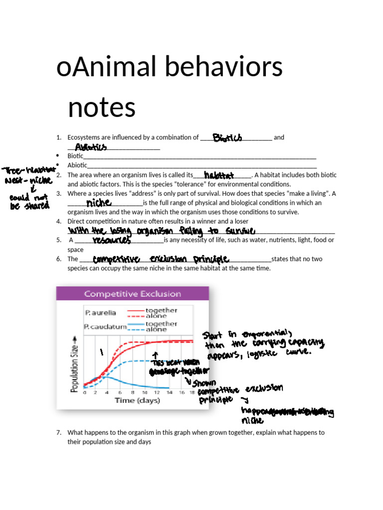 Unit 1 Notes Niche Animal Behavior 2022 | PDF | Ecological Niche ...