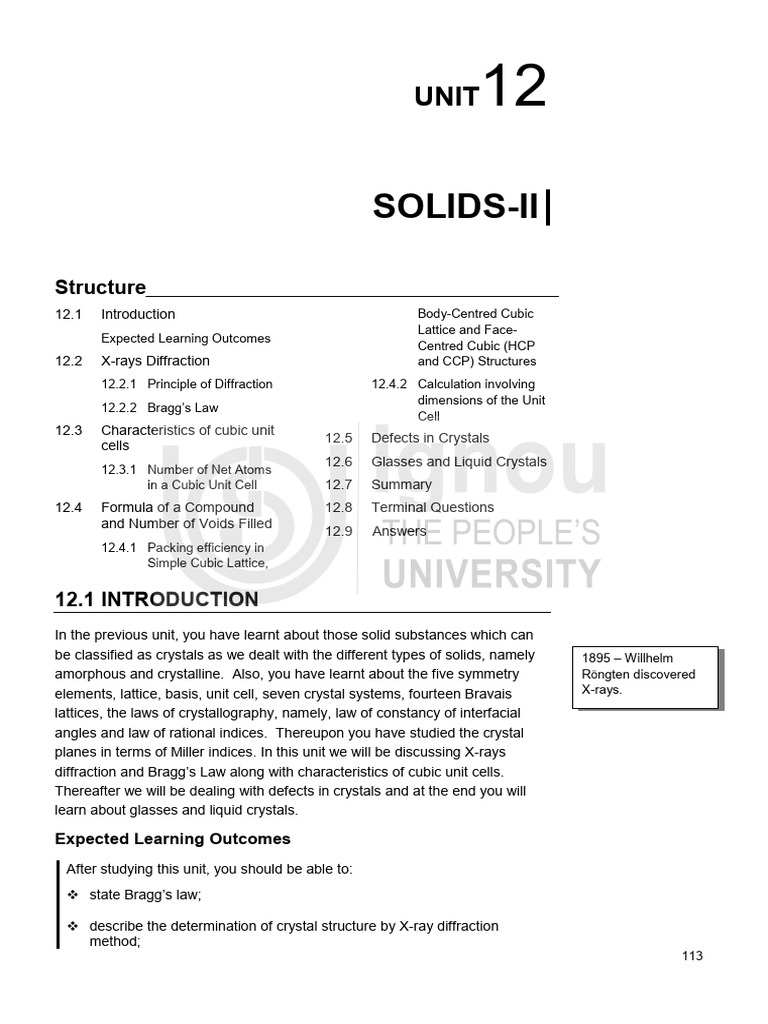 Unit 12 | PDF | Crystal Structure | Diffraction