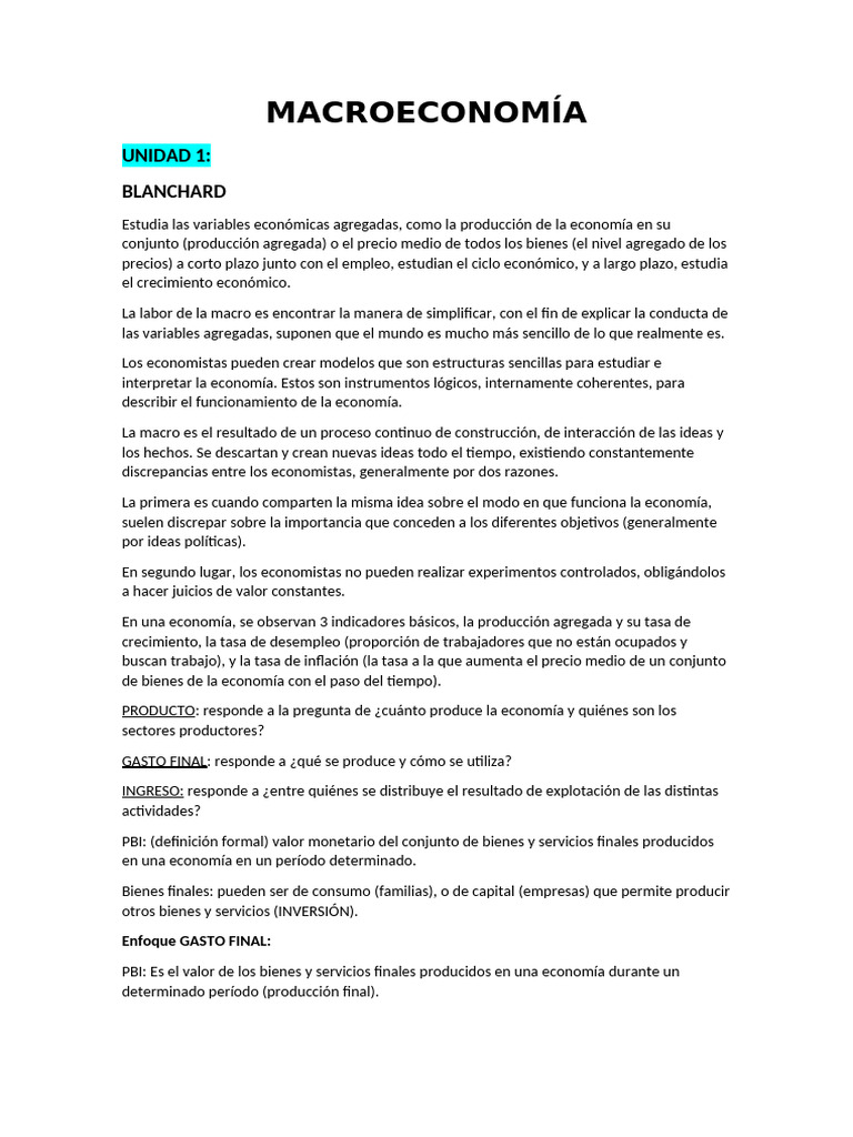 Macro Econom Í A | PDF | Producto Interno Bruto | Macroeconómica
