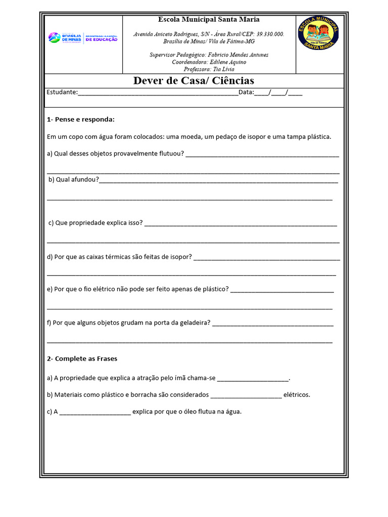 Dever de Casa Ciencias | PDF