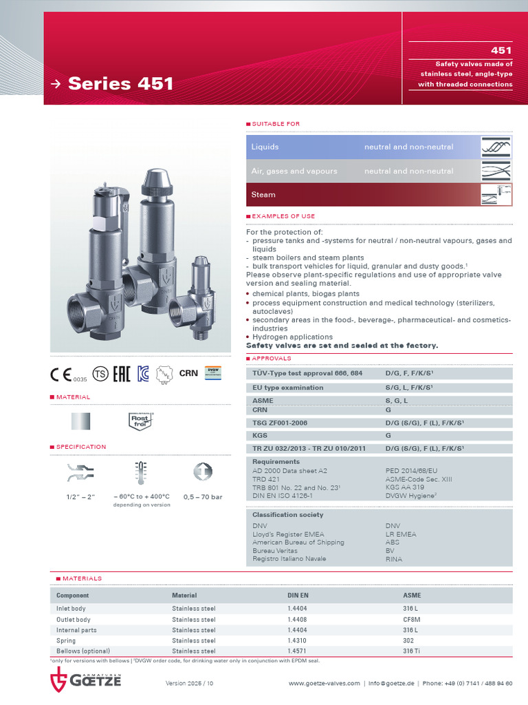 Series 451 en | PDF | Valve | Gases