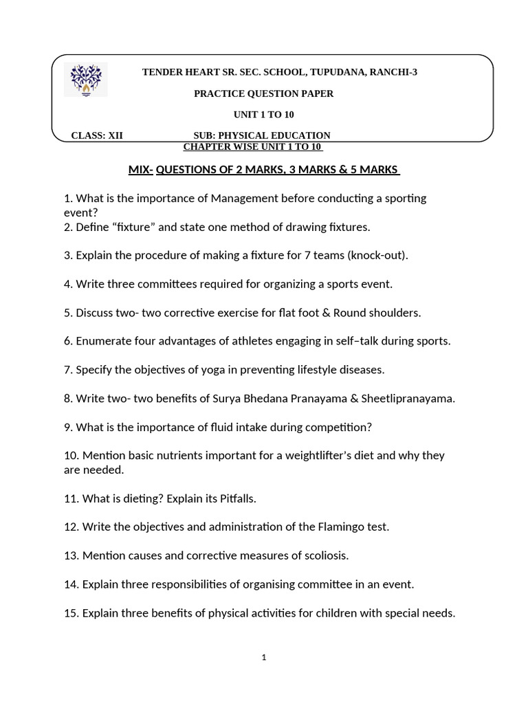STD 12th Practice Question Paper Unit 1 To 10 | PDF | Diseases And ...