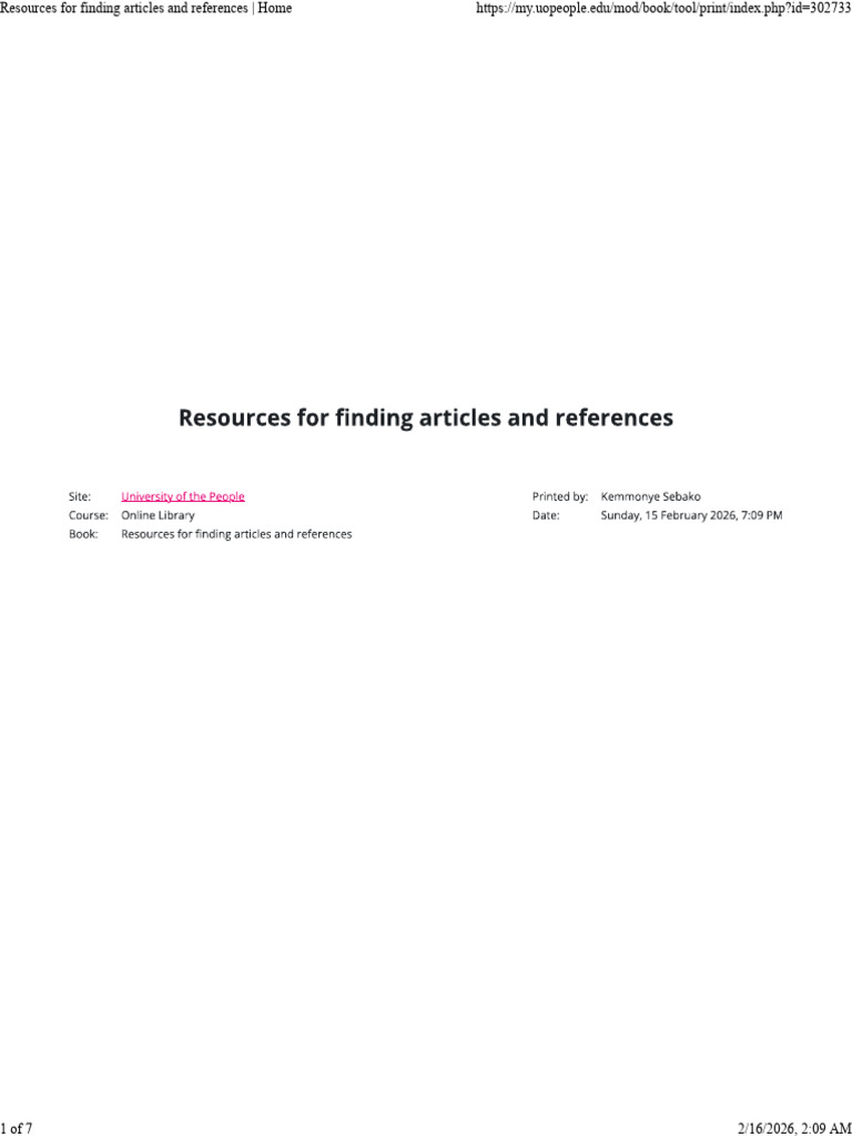 Resources For Finding Articles Week 3 Material Univ | PDF