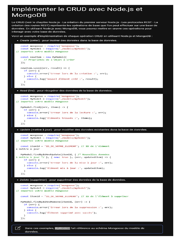 Implémenter Le CRUD Avec Node - Js Et MOngoDB | PDF | Informatique ...