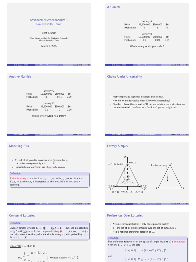 Handout Expected Utility Theory | PDF | Utility | Economic Theories