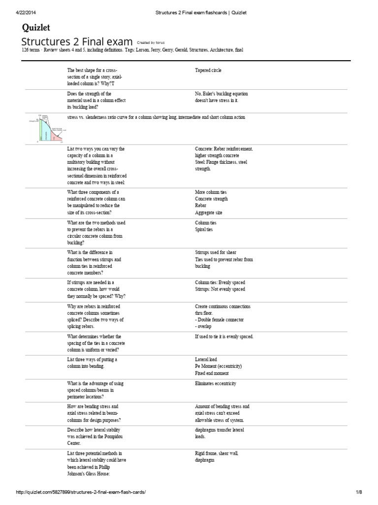 Structures 2 Final Exam Flashcards - Quizlet | PDF | Truss | Beam ...