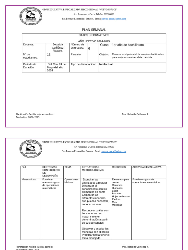 Plan Semanal 20 Al 24 de Mayo de 2024 | PDF | Iniciativa empresarial ...