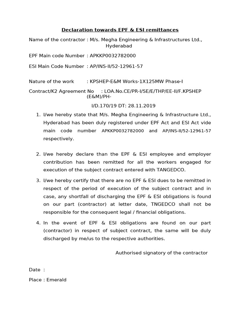 EPF Declaration Form - KPSHEP | PDF | Business | Economies