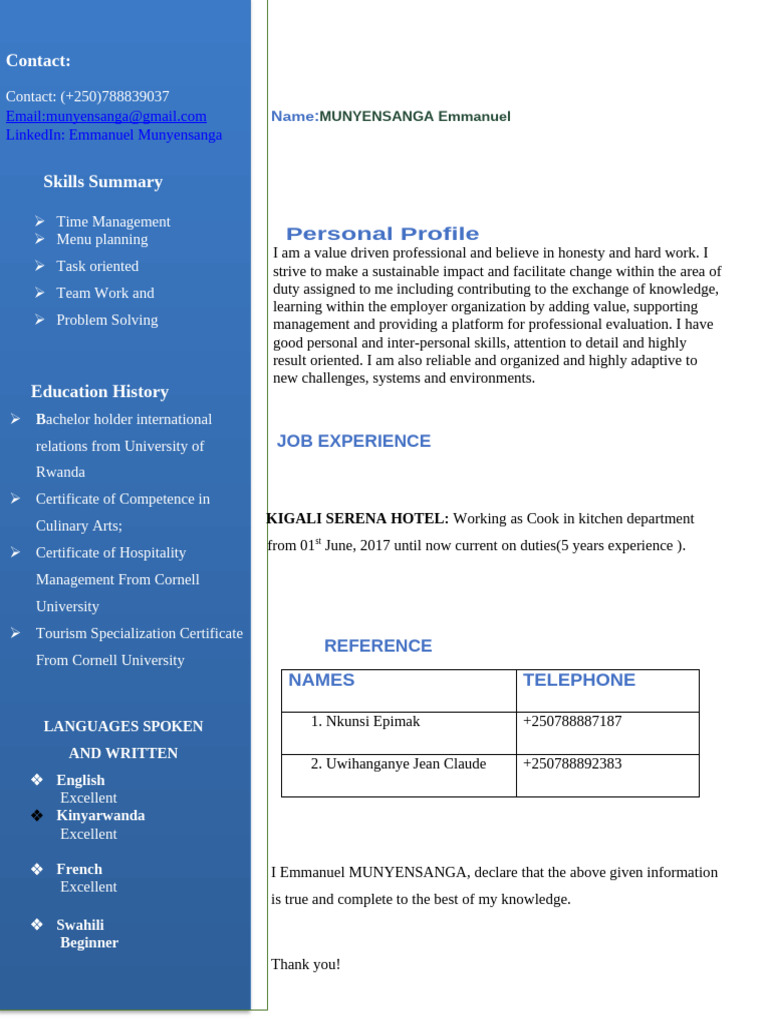 CV Emmanuel Ok | PDF