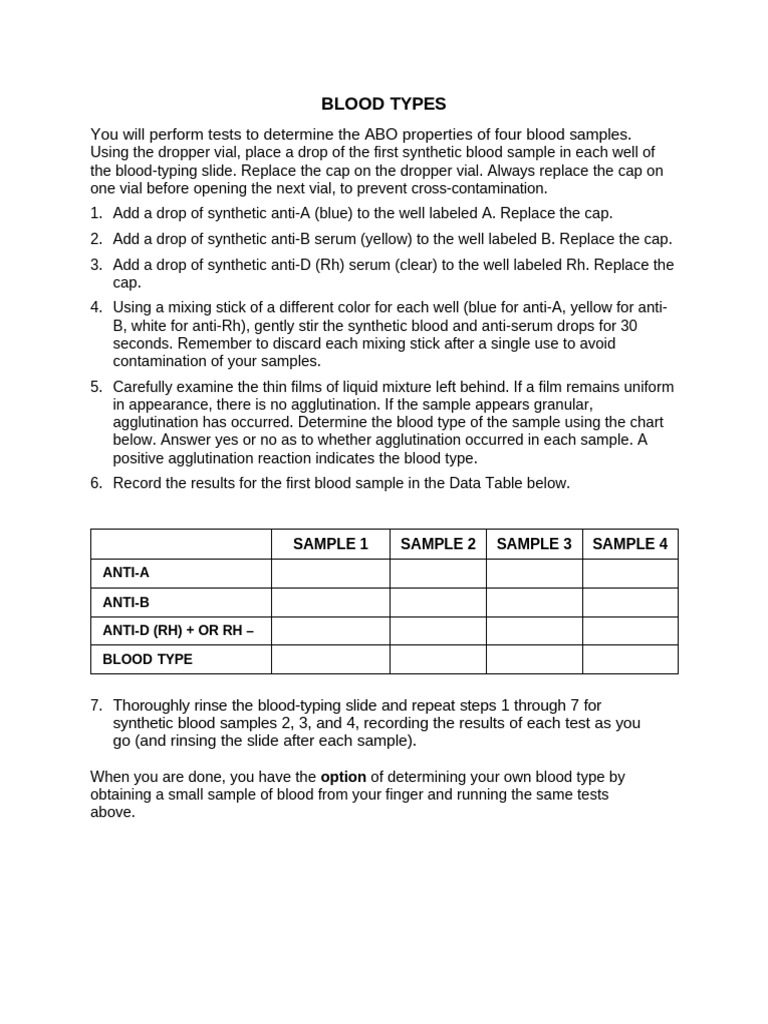 Blood Group Lab | PDF