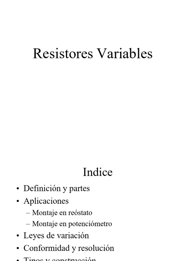 Resistores Variables | PDF | Resistencia Eléctrica y Conductancia ...