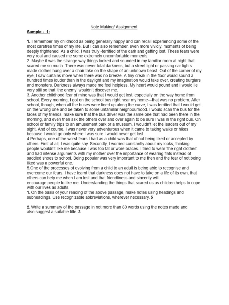 Note Making Samples | PDF | Literacy | Female Education