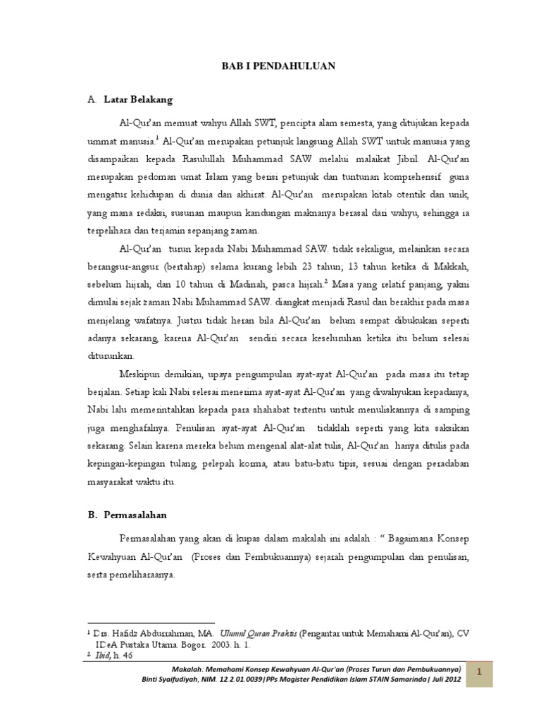 Al Qur An Dan Sejarah Pembukuannya