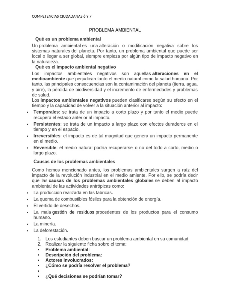 Problema Ambiental Cc7 | PDF