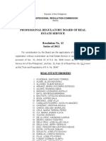 Board of Real Estate Service - Resolution No. 12 (Series of 2012) - (Brokers) PDF