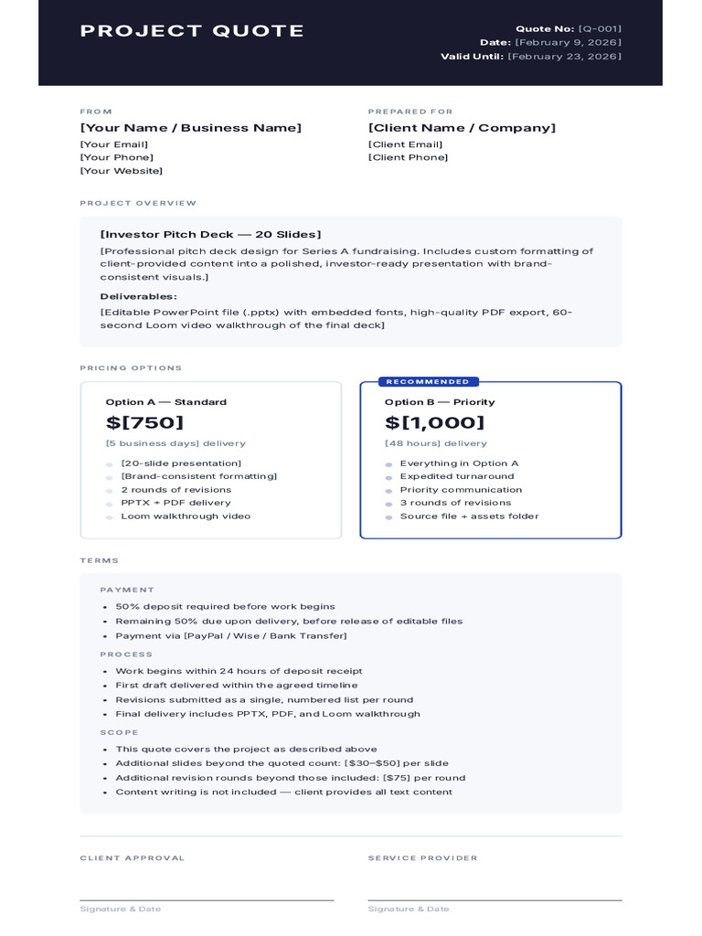 Client Quote Template | PDF | Microsoft Power Point