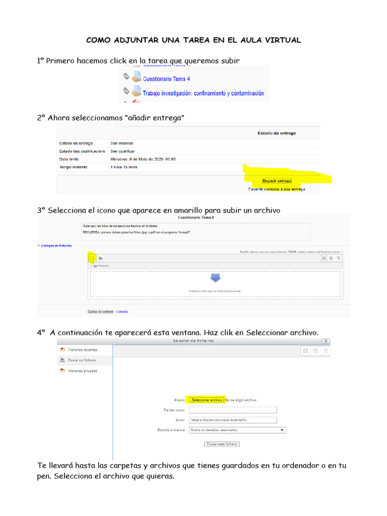 Como Adjuntar Una Tarea en El Aula Virtual | PDF