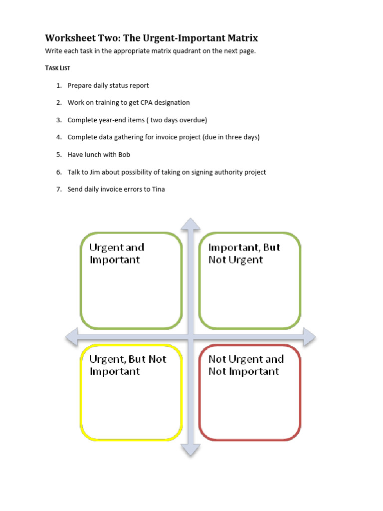 02 The Urgent Important Matrix | PDF