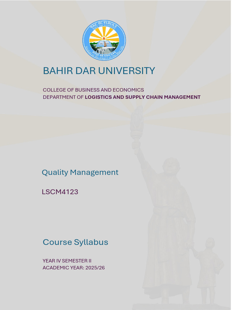 Quality Management Course Syllabus | PDF | Business | Systems Thinking