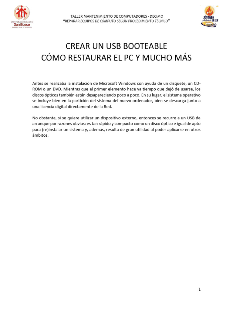 Crear Un Usb Booteable | PDF | Arranque | Windows 10