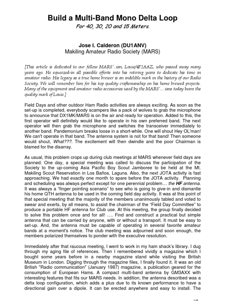 Multi-Band Delta Loop Antenna Guide | PDF | Antenna (Radio) | Inductor
