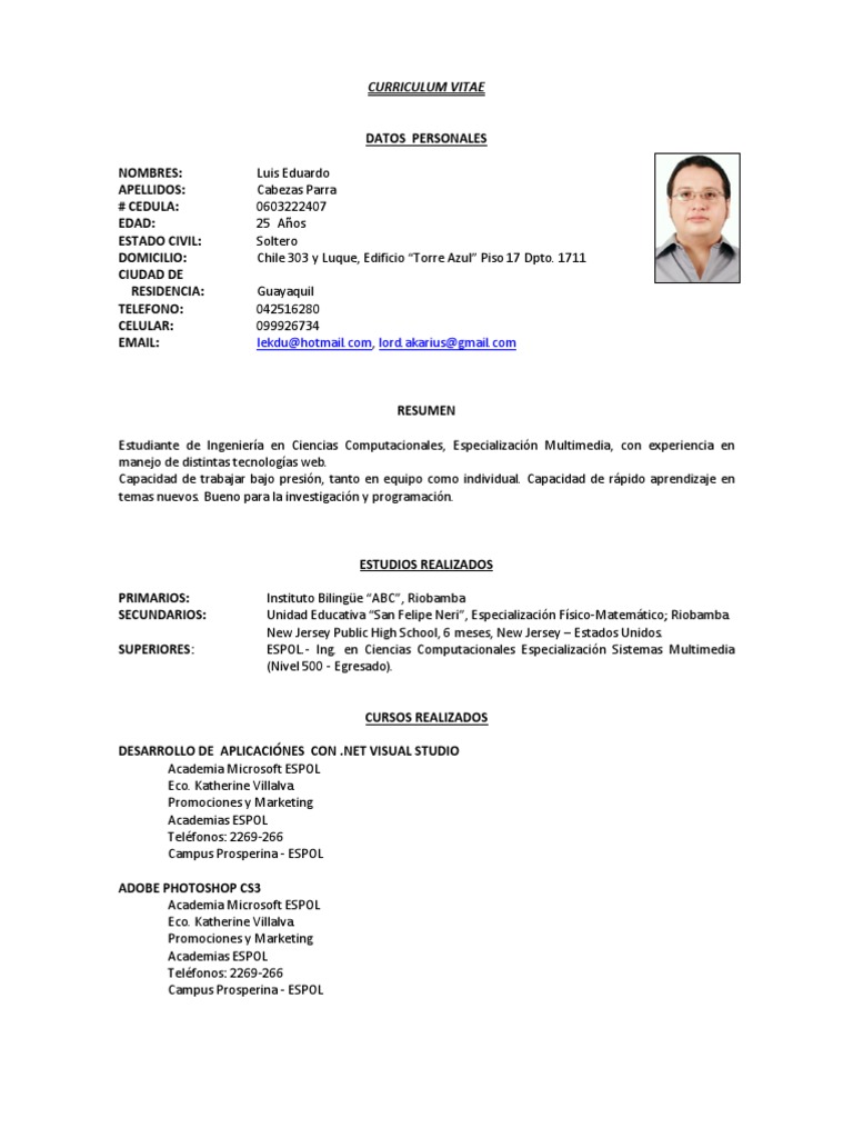 How to write a curriculum vitae picture