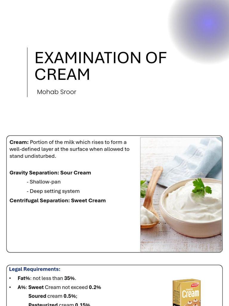 Examination of Cream | PDF | Cream | Milk