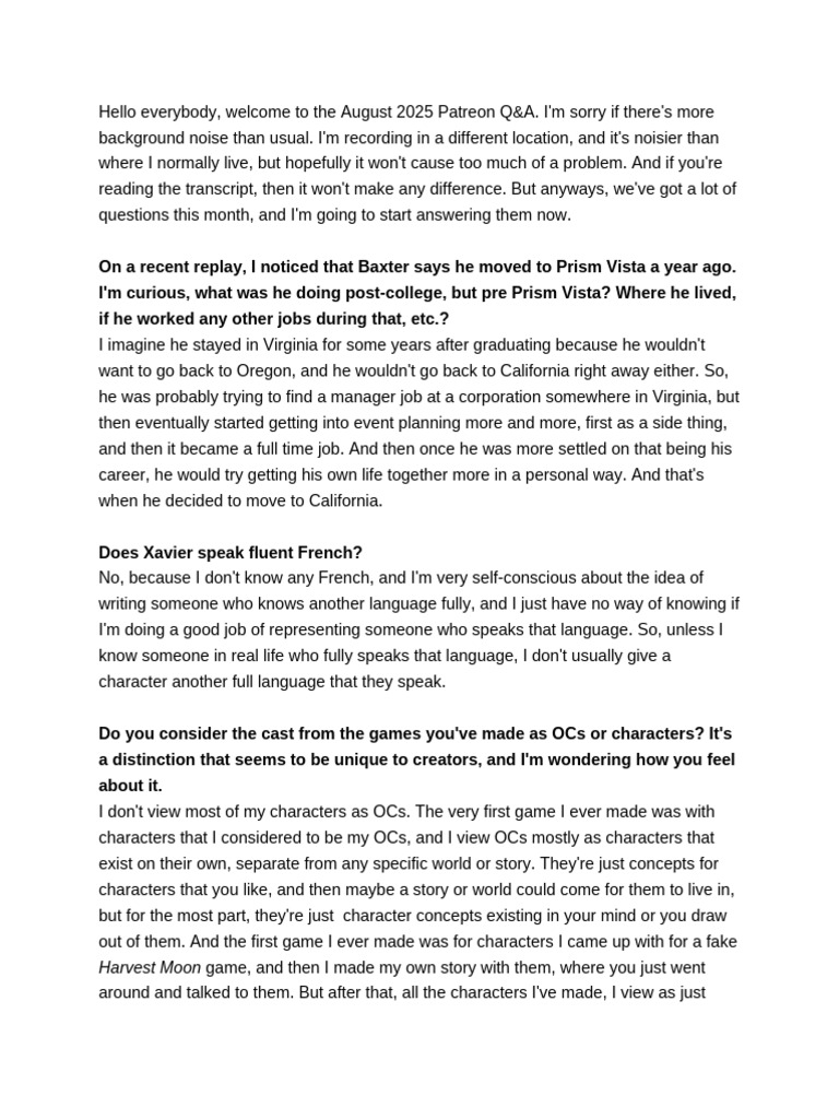 2025 August Q&A Transcript | PDF