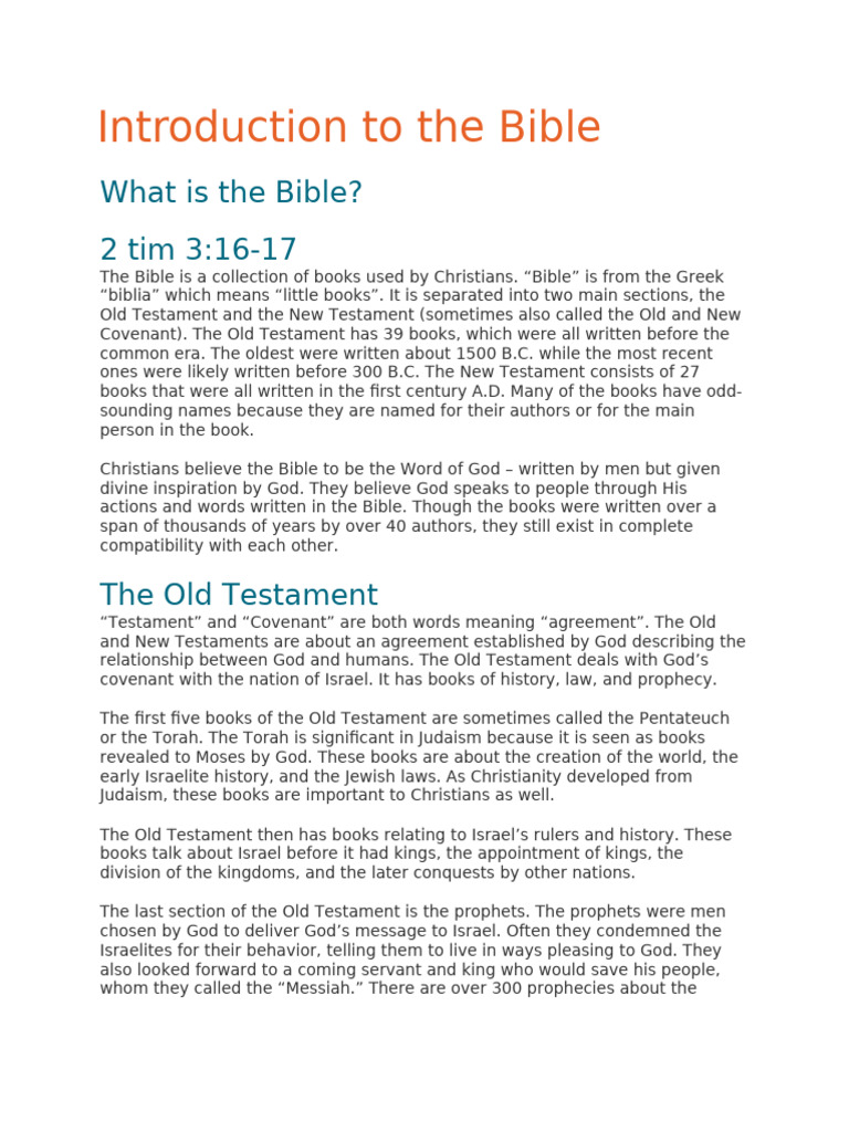 1 FOR BIBLE STUDY 1 Introduction To The Bible | PDF | Jesus | Chapters ...
