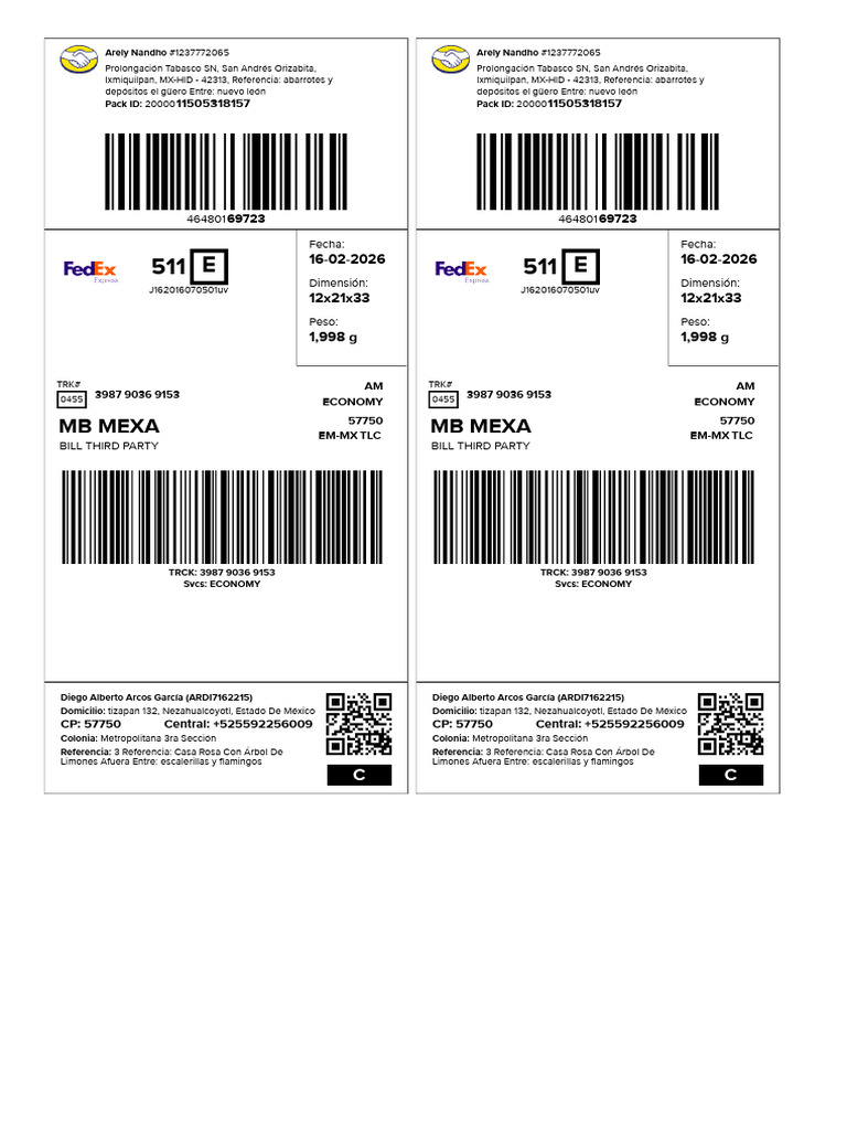 Shipment Labels 260216161125 | PDF