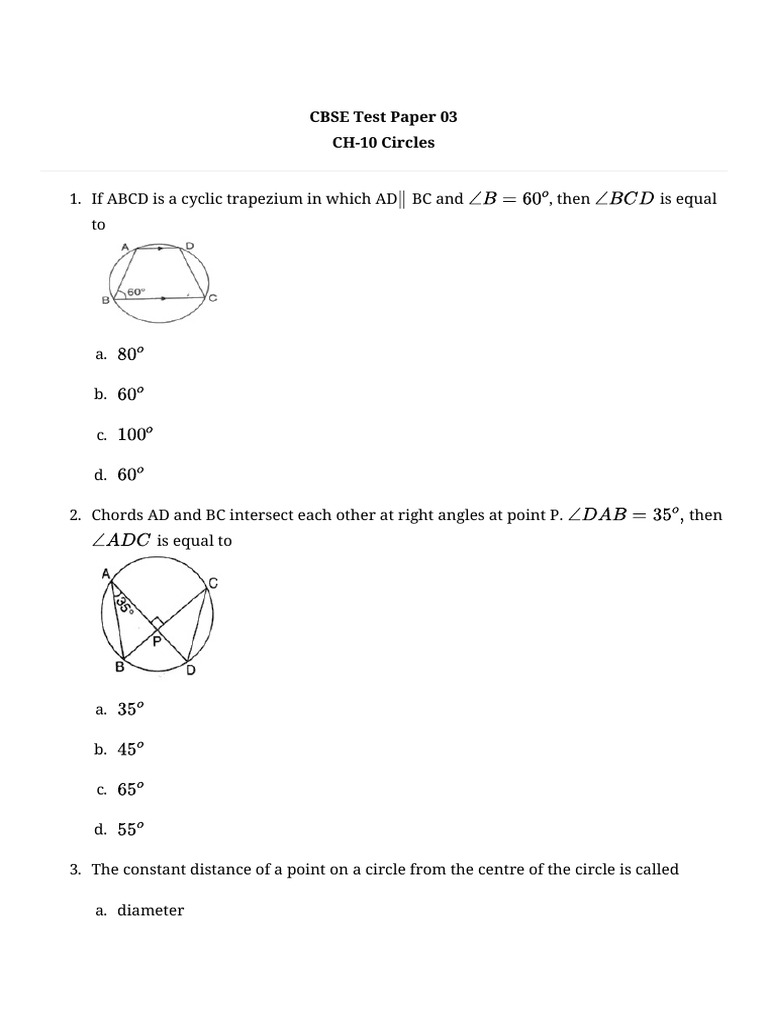 Circle Worksheet - 3 | PDF