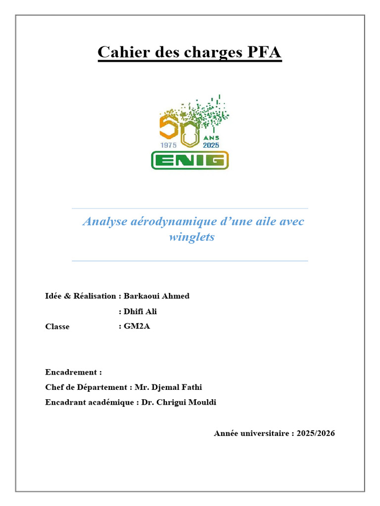 Cahier Des Charges PFA PDF | PDF | Aérodynamique | Traînée