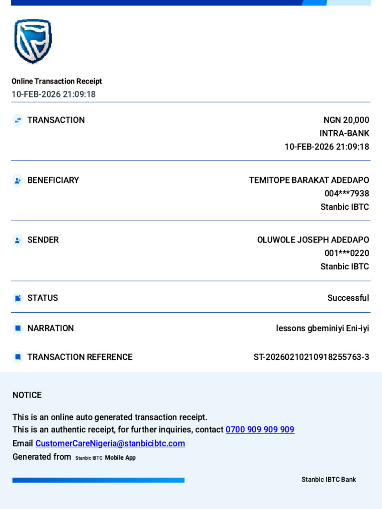 Receipt For Transfer To Temitope Barakat Adedapo 10 Feb 2026 210918 | PDF