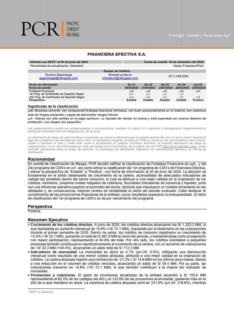PE-FIN-FINANCIERAEFECTIVA-202506-PUB-FFCD | PDF | Bancos | Inflación