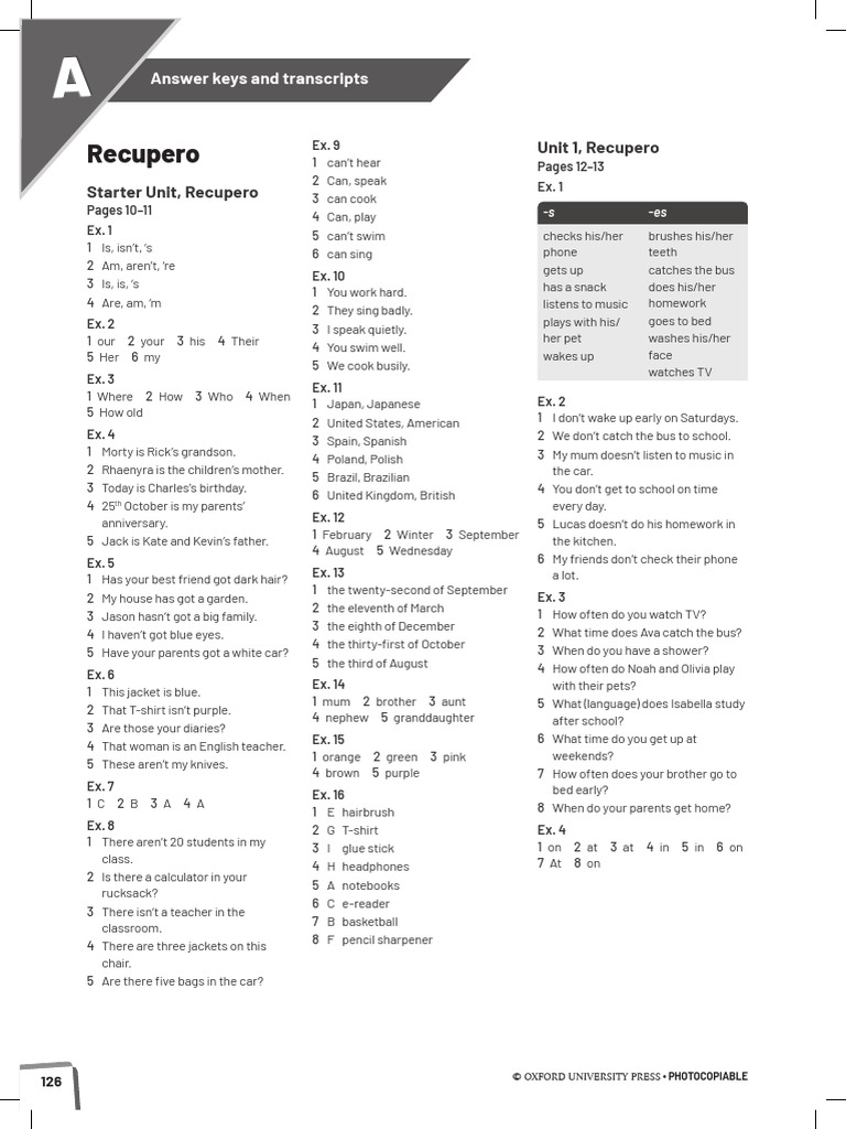 A2 B1 Tests Answer Key | PDF