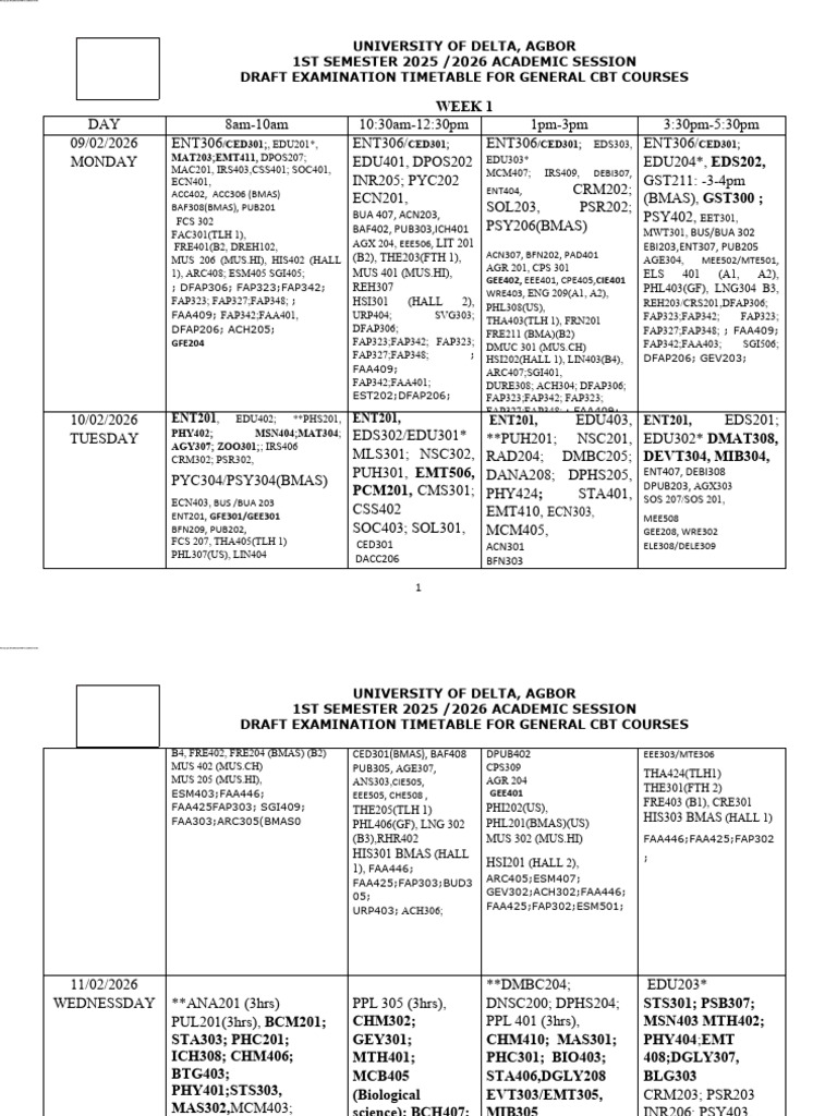 University Exam Timetable-2025 - 2026 Finial - Edit | PDF | Science ...