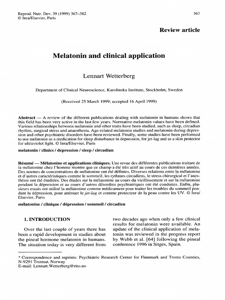 Melatonin and Clinical Application | PDF | Circadian Rhythm | Sleep